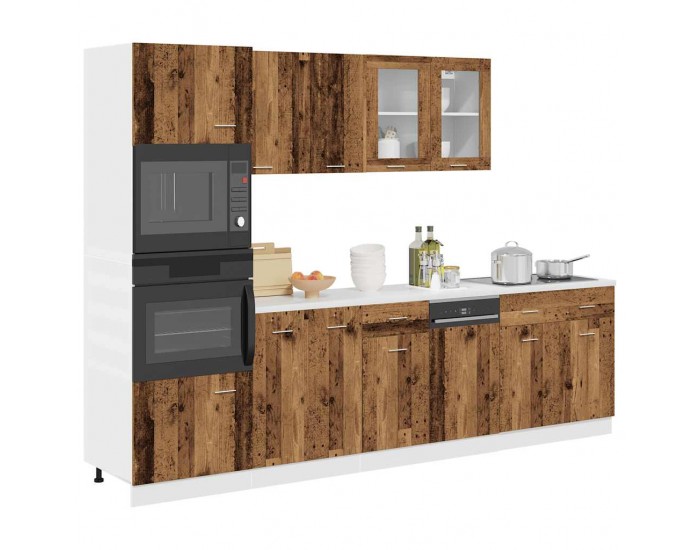 Sonata H Комплект кухненски шкафове от 7 части Lyon Старо дърво Инженерно дърво