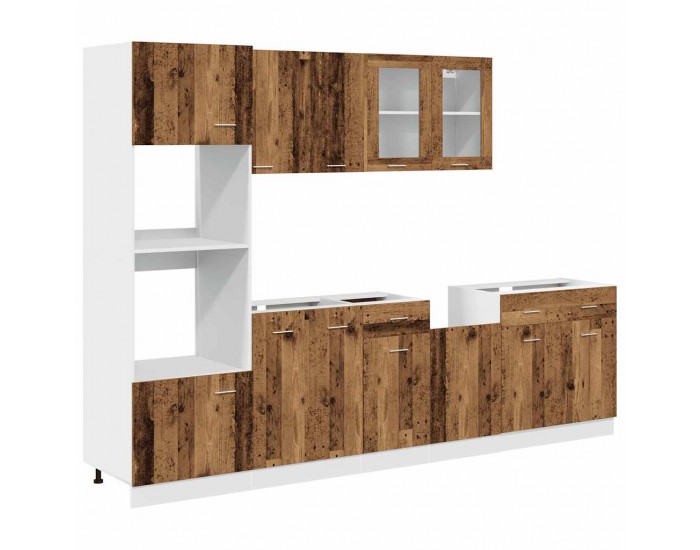 Sonata H Комплект кухненски шкафове от 7 части Lyon Старо дърво Инженерно дърво