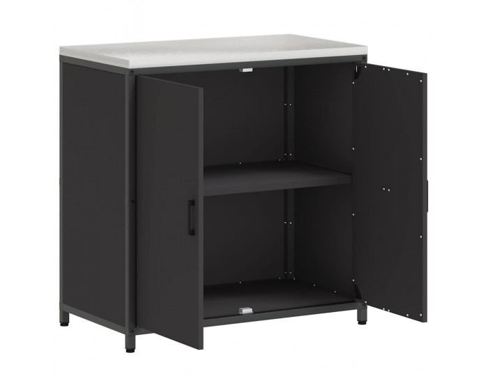 Sonata H Кухненски шкаф за съхранение с рафт с врата Черен Стомана