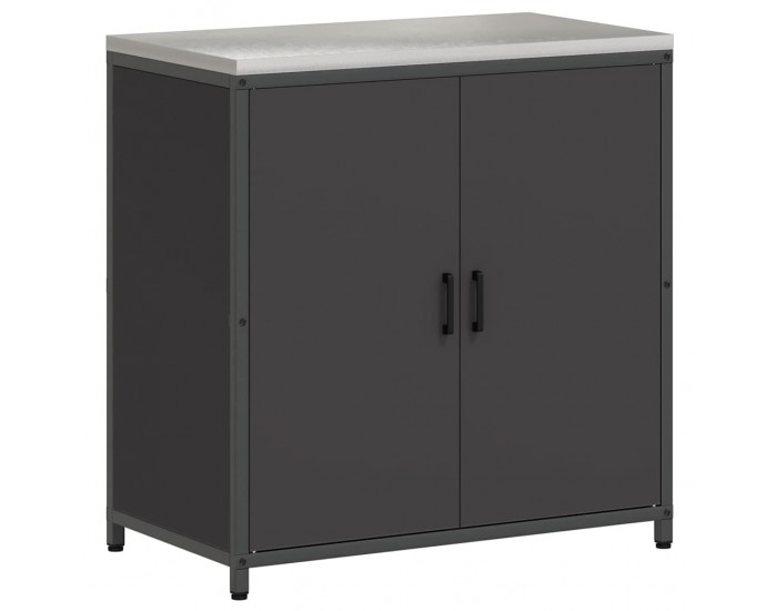 Sonata H Кухненски шкаф за съхранение с рафт с врата Черен Стомана