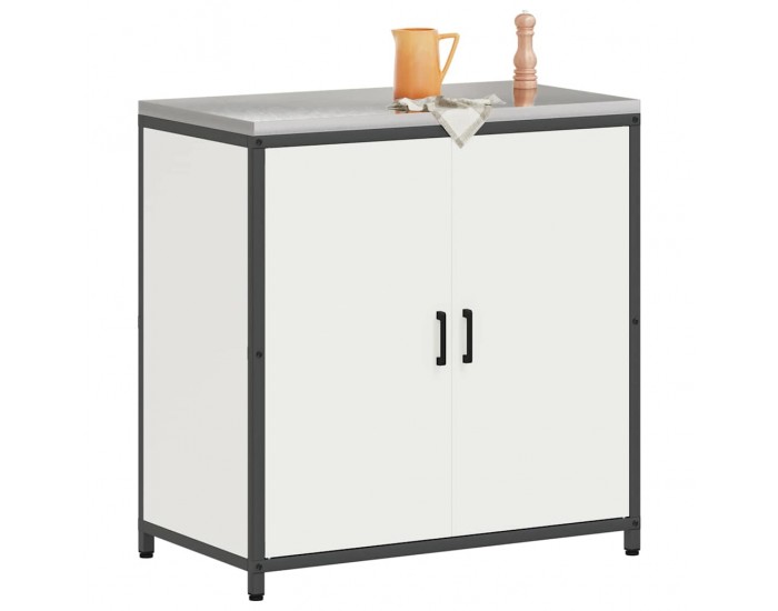 Sonata H Кухненски шкаф за съхранение с рафт със съхранение Бял Стомана