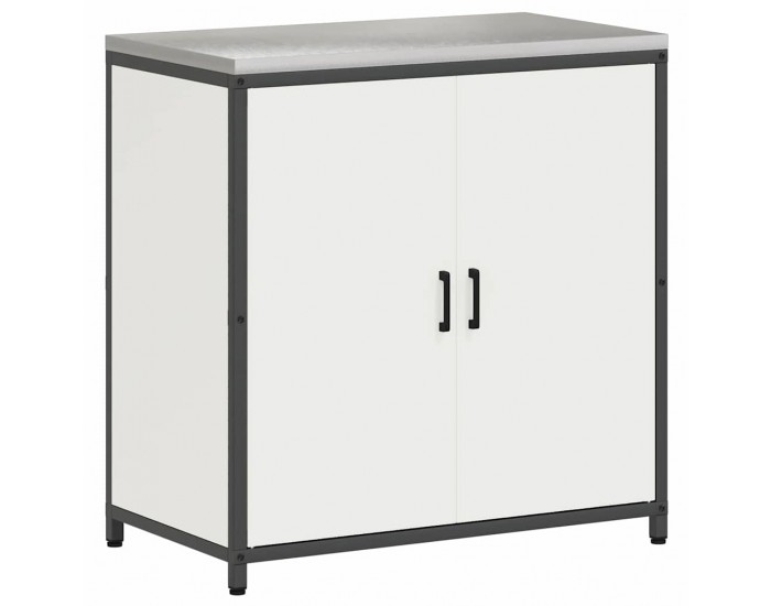 Sonata H Кухненски шкаф за съхранение с рафт със съхранение Бял Стомана