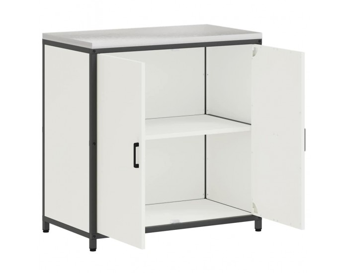 Sonata H Кухненски шкаф за съхранение с рафт със съхранение Бял Стомана