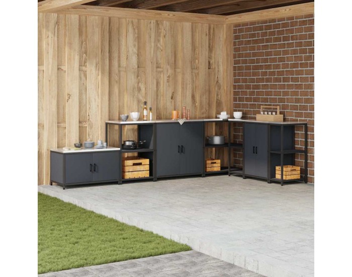 Sonata H Кухненски шкаф за съхранение с рафт с врата Антрацит Стомана