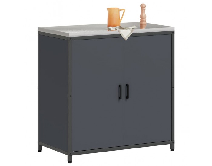 Sonata H Кухненски шкаф за съхранение с рафт с врата Антрацит Стомана