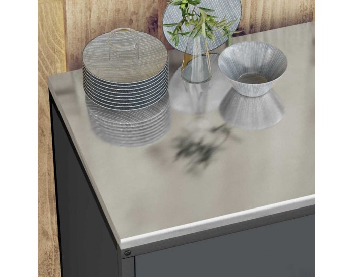 Sonata H Кухненски шкаф за съхранение с рафт с врата Антрацит Стомана