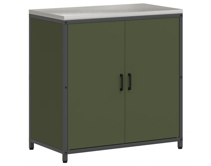 Sonata H Кухненски шкаф за съхранение с рафт Маслинено зелен Стомана