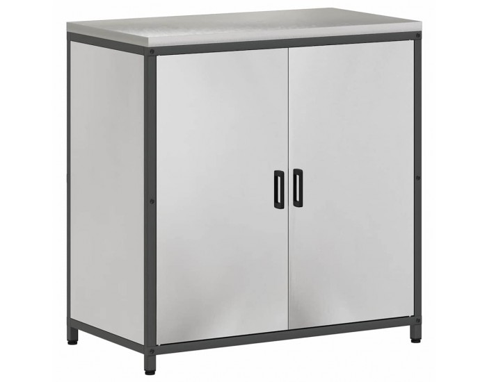 Sonata H Кухненски шкаф за съхранение с рафт Сребрист Неръждаема стомана