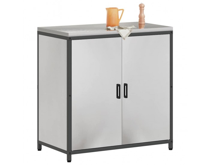 Sonata H Кухненски шкаф за съхранение с рафт Сребрист Неръждаема стомана