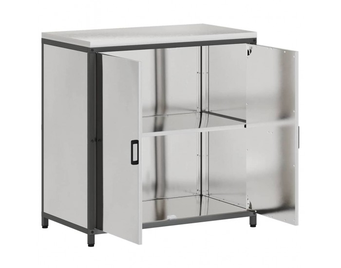 Sonata H Кухненски шкаф за съхранение с рафт Сребрист Неръждаема стомана