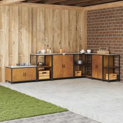 Sonata H Кухненски шкаф за съхранение с рафт Ръждясало Обветрен метал - Модули Sonata