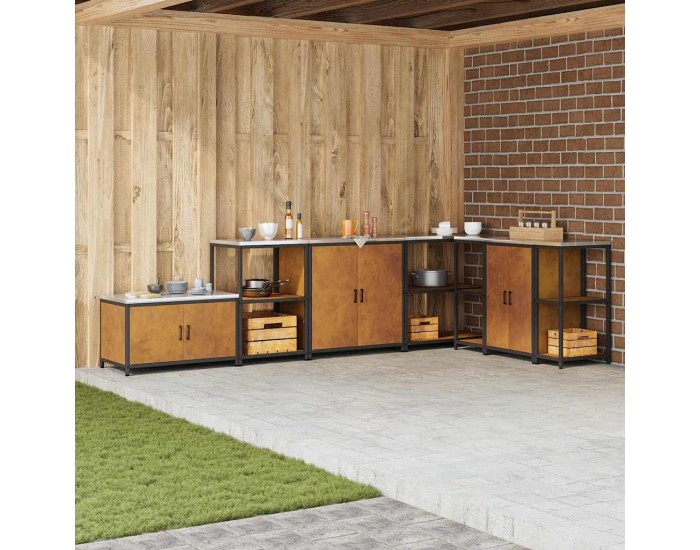 Sonata H Кухненски шкаф за съхранение с рафт Ръждясало Обветрен метал