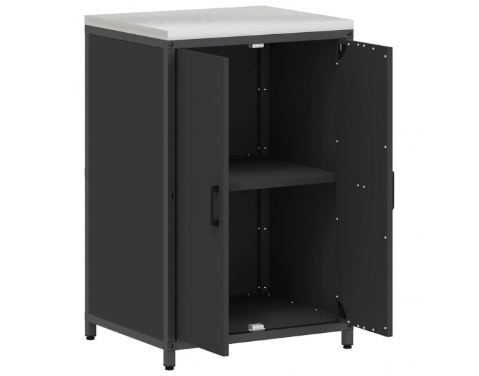 Sonata H Кухненски шкаф за съхранение с рафт с врата Черен Стомана