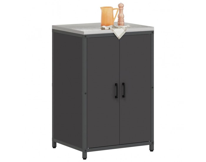 Sonata H Кухненски шкаф за съхранение с рафт с врата Черен Стомана