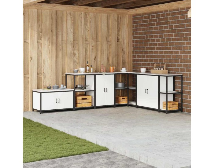 Sonata H Кухненски шкаф за съхранение с рафт със съхранение Бял Стомана