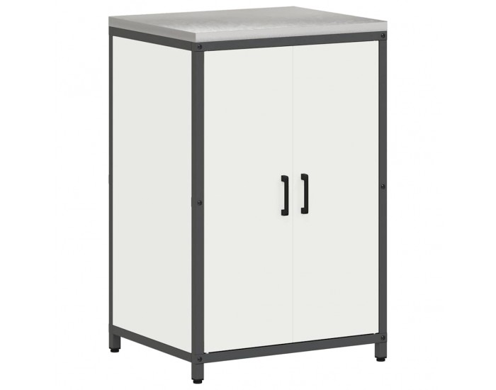 Sonata H Кухненски шкаф за съхранение с рафт със съхранение Бял Стомана