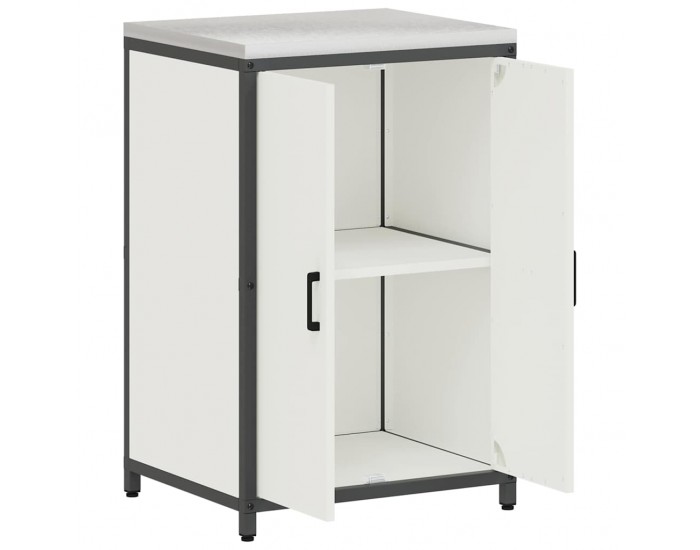 Sonata H Кухненски шкаф за съхранение с рафт със съхранение Бял Стомана