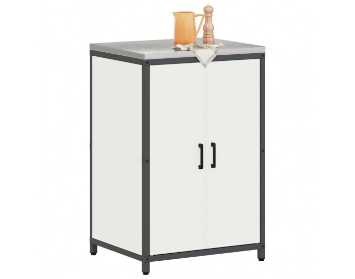 Sonata H Кухненски шкаф за съхранение с рафт със съхранение Бял Стомана