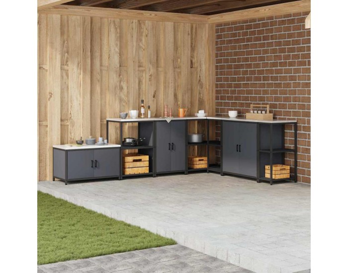 Sonata H Кухненски шкаф за съхранение с рафт с врата Антрацит Стомана