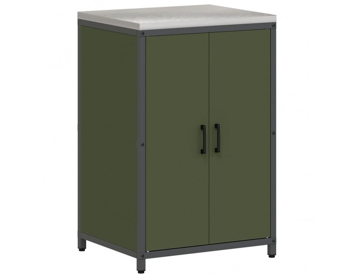 Sonata H Кухненски шкаф за съхранение с рафт Маслинено зелен Стомана