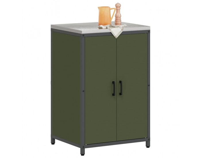 Sonata H Кухненски шкаф за съхранение с рафт Маслинено зелен Стомана