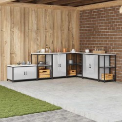 Sonata H Кухненски шкаф за съхранение с рафт Сребрист Неръждаема стомана - Модули Sonata