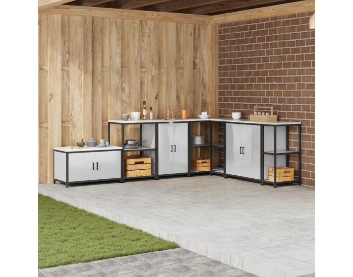 Sonata H Кухненски шкаф за съхранение с рафт Сребрист Неръждаема стомана