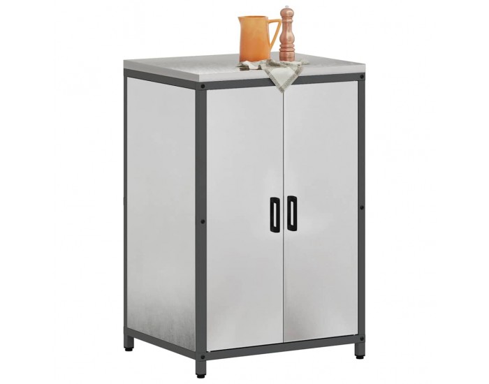 Sonata H Кухненски шкаф за съхранение с рафт Сребрист Неръждаема стомана