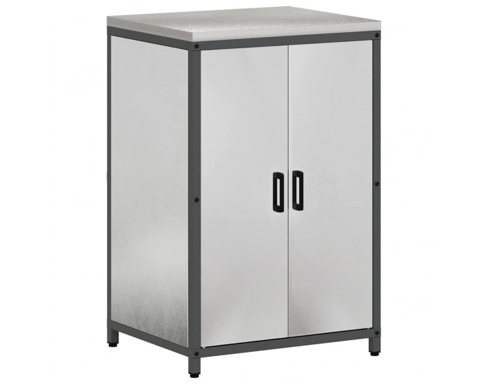 Sonata H Кухненски шкаф за съхранение с рафт Сребрист Неръждаема стомана