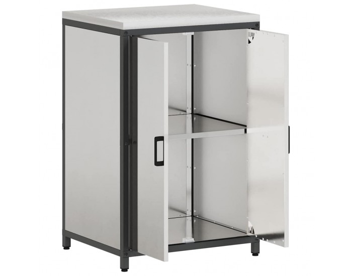 Sonata H Кухненски шкаф за съхранение с рафт Сребрист Неръждаема стомана