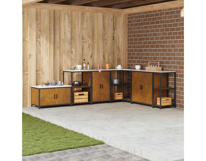 Sonata H Кухненски шкаф за съхранение с рафт Ръждясало Обветрен метал