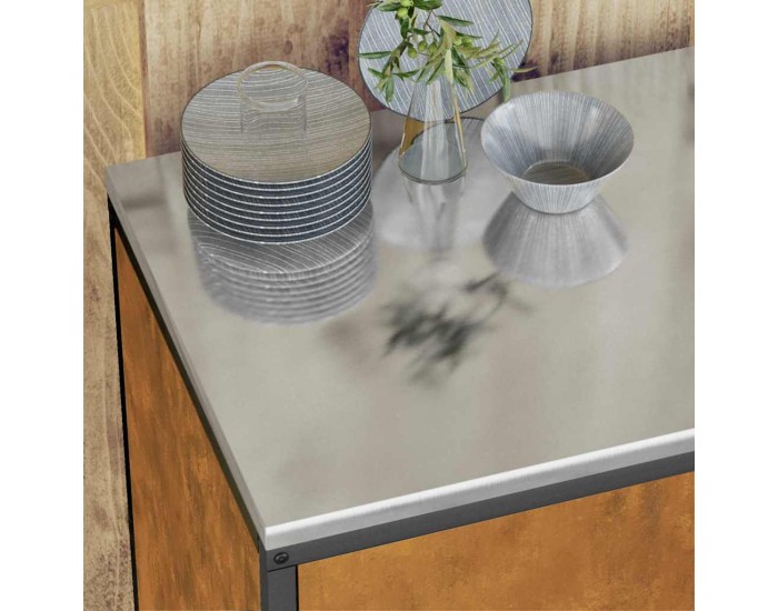 Sonata H Кухненски шкаф за съхранение с рафт Ръждясало Обветрен метал