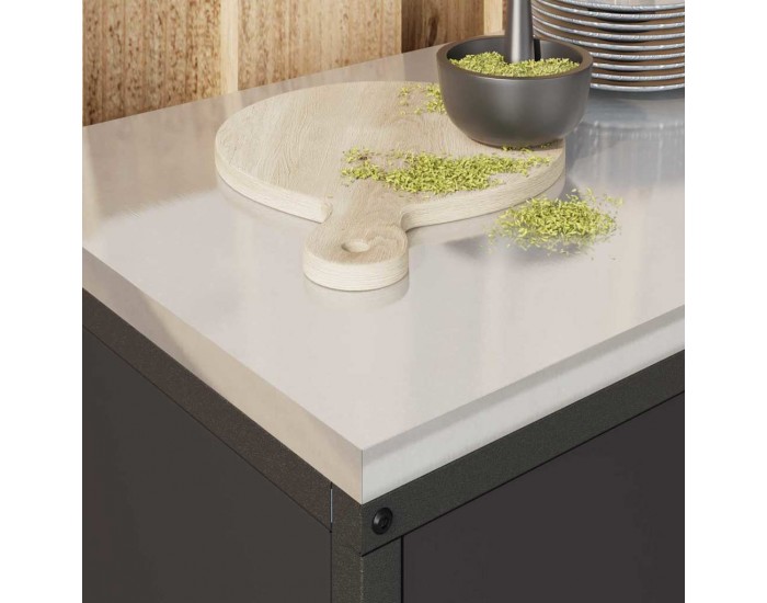 Sonata H Кухненски шкаф за съхранение с рафт с врата Черен Стомана