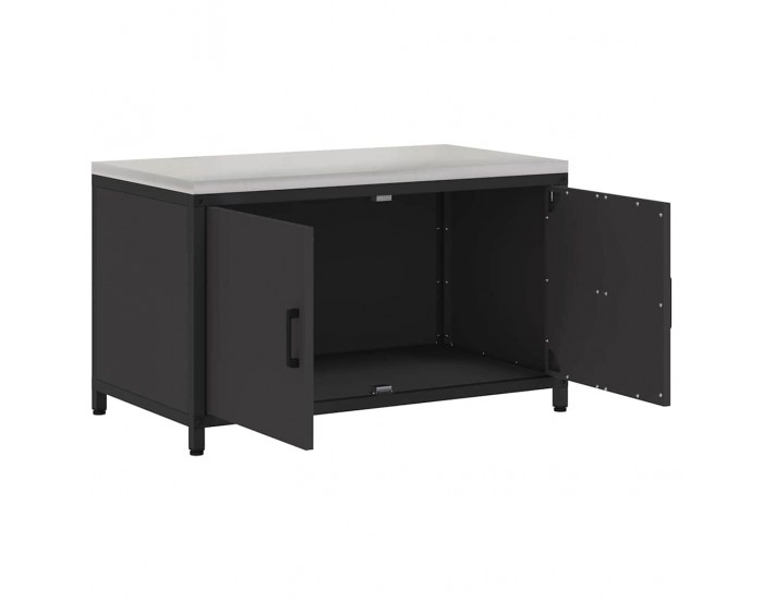 Sonata H Кухненски шкаф за съхранение с рафт с врата Черен Стомана