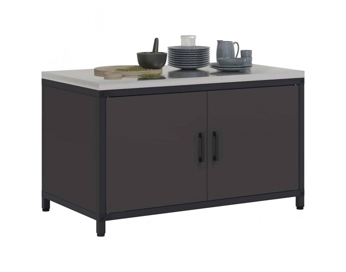 Sonata H Кухненски шкаф за съхранение с рафт с врата Черен Стомана