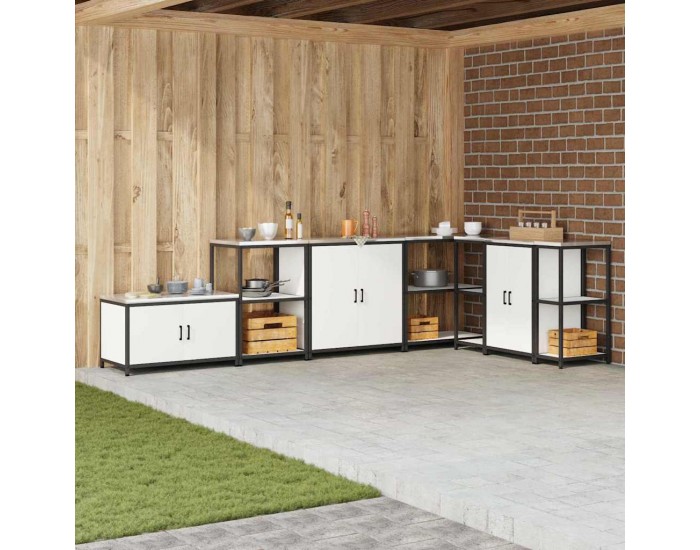 Sonata H Кухненски шкаф за съхранение с чекмедже с рафт Бял Стомана