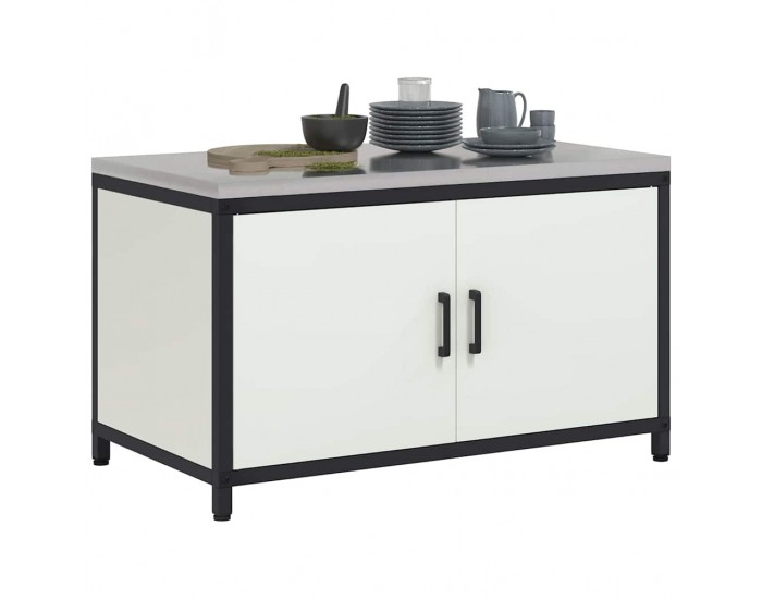 Sonata H Кухненски шкаф за съхранение с чекмедже с рафт Бял Стомана