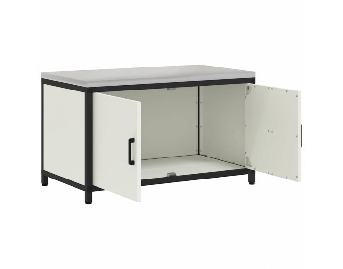 Sonata H Кухненски шкаф за съхранение с чекмедже с рафт Бял Стомана