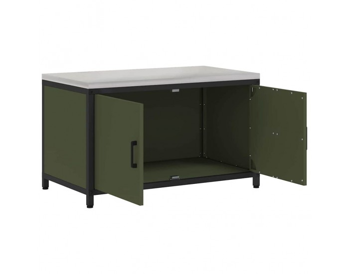 Sonata H Кухненски шкаф за съхранение с рафт Маслинено зелен Стомана