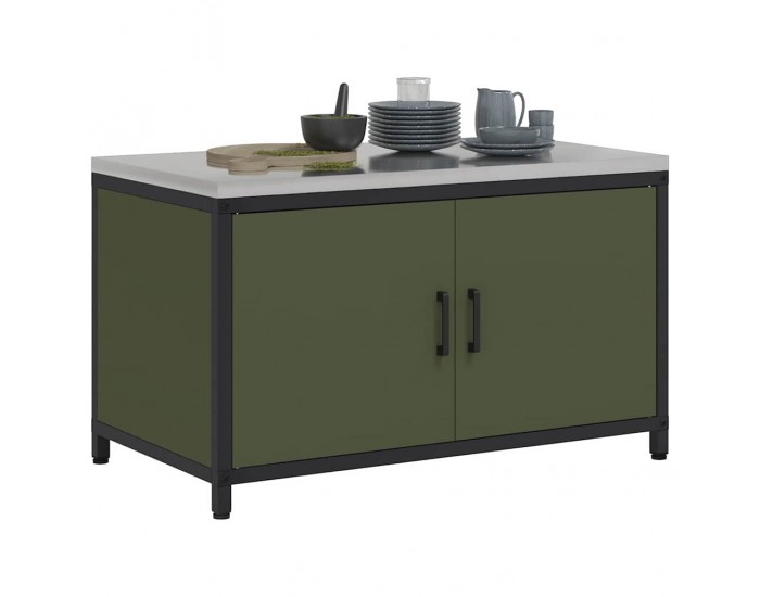 Sonata H Кухненски шкаф за съхранение с рафт Маслинено зелен Стомана