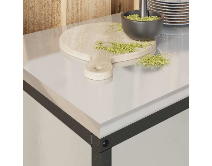 Sonata H Кухненски шкаф за съхранение с рафт Сребрист Неръждаема стомана