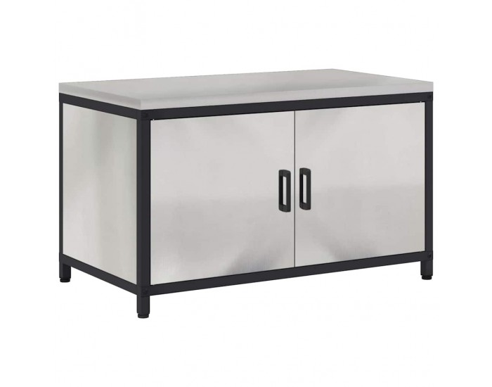 Sonata H Кухненски шкаф за съхранение с рафт Сребрист Неръждаема стомана