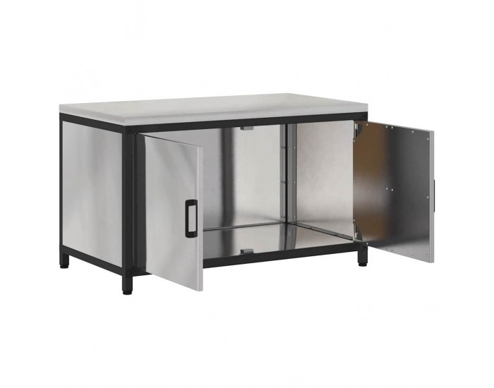 Sonata H Кухненски шкаф за съхранение с рафт Сребрист Неръждаема стомана