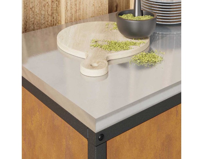 Sonata H Кухненски шкаф за съхранение с рафт Ръждясало Обветрен метал