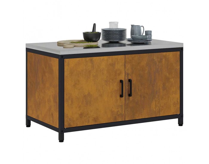 Sonata H Кухненски шкаф за съхранение с рафт Ръждясало Обветрен метал