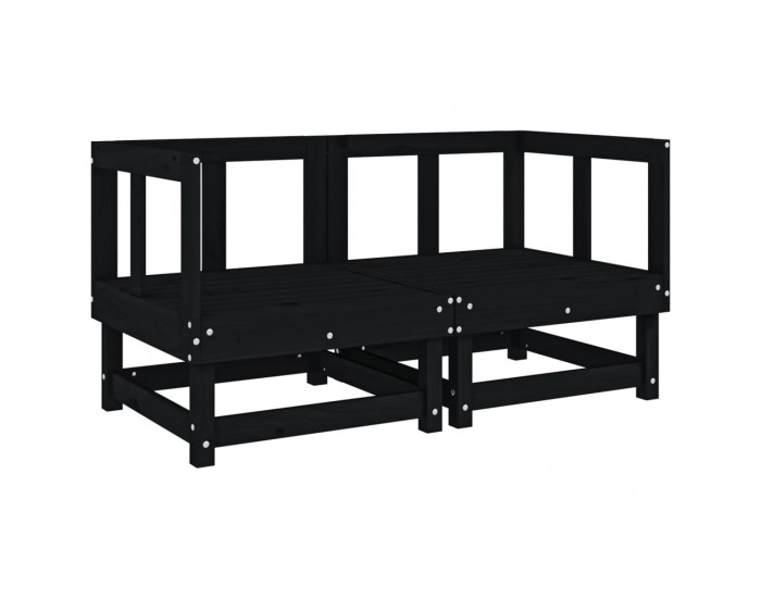 Sonata H Градински ъглови дивани, 2 бр, черни, бор масив Sonata H Градински ъглови дивани, 2 бр, черни, бор масив