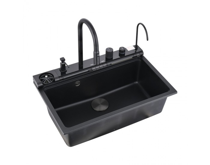 AQUARIS КУХНЕНСКА МИВКА 8276 ЧЕРНА + СМЕСИТЕЛ 7567131MB