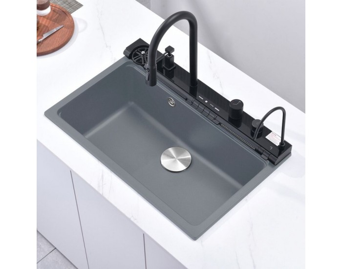 AQUARIS КУХНЕНСКА МИВКА 8276 СИВА + СМЕСИТЕЛ 7567131MB