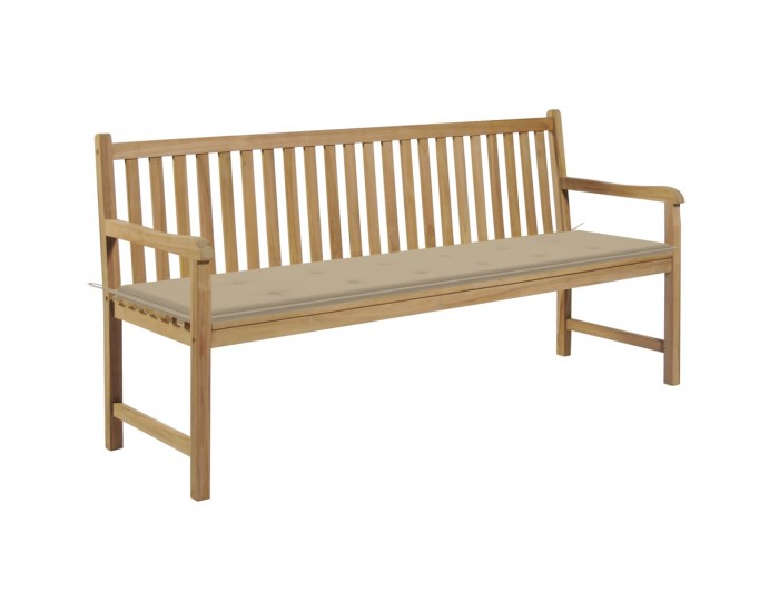 Sonata H Градинска пейка с бежово шалте, 175 см, тик масив