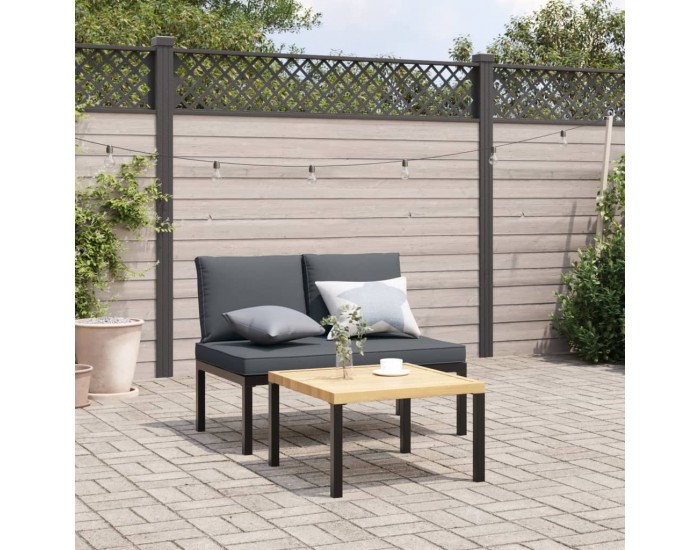 Sonata H Градинска пейка с възглавници, черен, алуминий